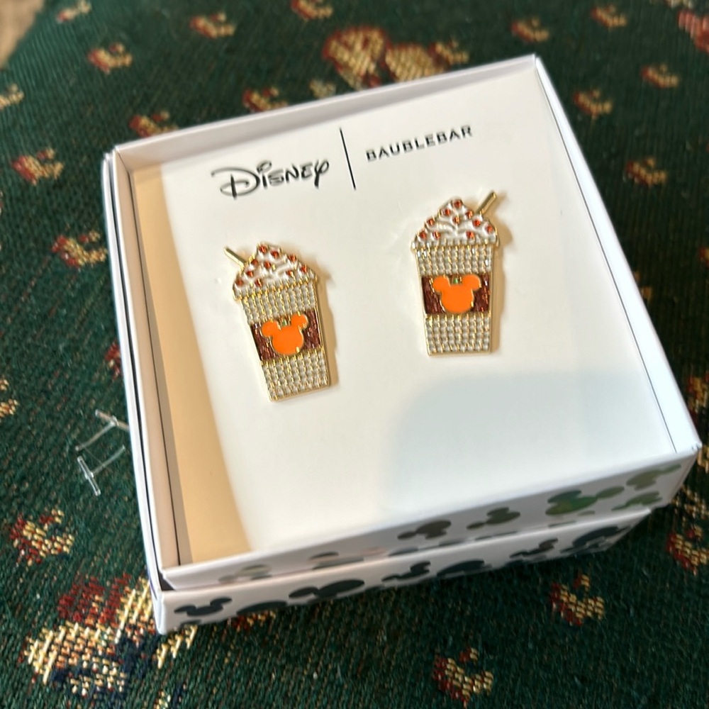 Disney Baublebar drink treat with crystal and Mickey had in orange,white gold